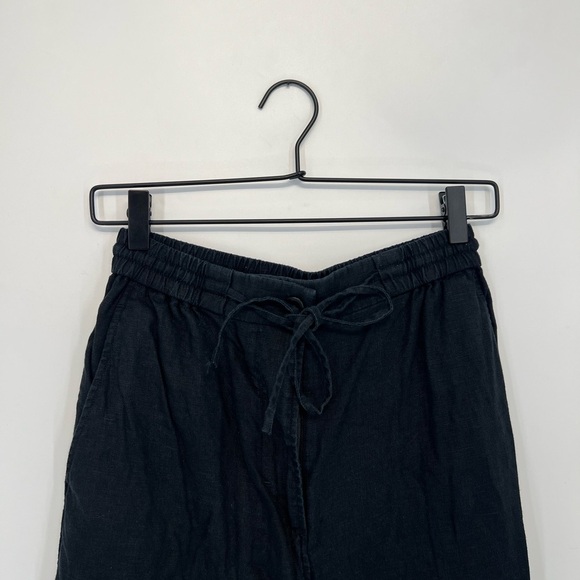 Cos Linen High Rise Straight Leg Relaxed Fit Pants In Dark Black Navy - Picture 1 of 9